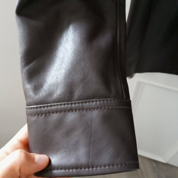 NWT Quince 100% Leather Shirt Jacket. Small. Brown. $180. Perfect condition. - Picture 8 of 16